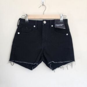 Banana Republic High-Rise Raw Hem 3" Short in Black NWT size 25